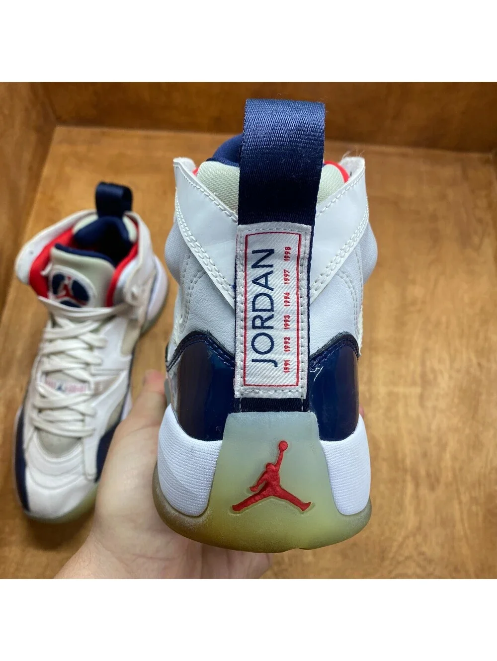 Jordan Jumpman Two Trey 23 Shoes Mens Sz 8.5 Red White Blue Sneakers DO1925-102
